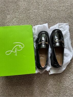 Sam Edelman Black Patent Kids Loafers with Gold Bit
